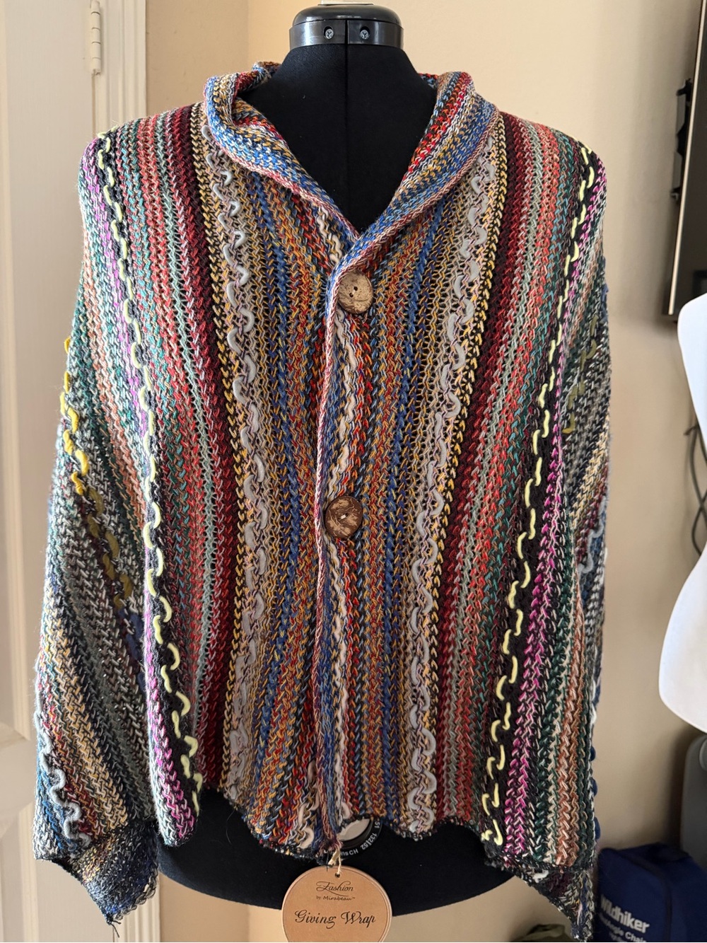 Multicolor Striped Shawl-Collar women’s Sweater - Cozy Button Front
